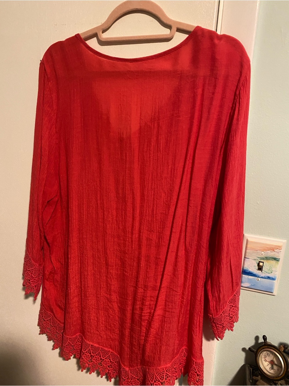 Westport Red 3/4 Sleeve Pleated Blouse - Picture 6 of 6